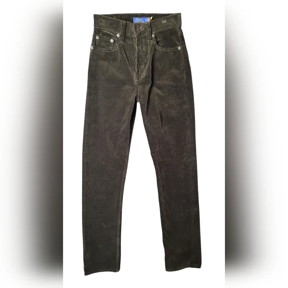 NWT! Polo Ralph Lauren Pants Womans 24 Green Corduroy Straight Preppy Classic - Picture 2 of 16